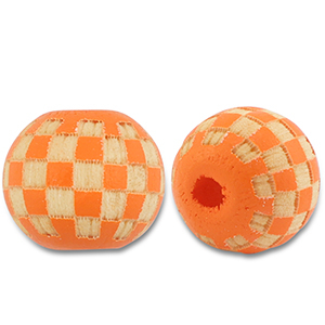 Holz Perlen 10mm Round Pattern Orange-natural