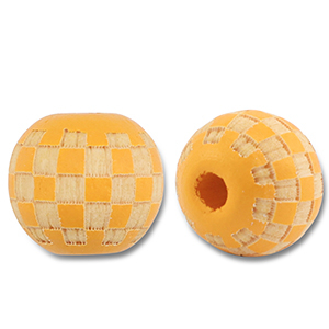 Holz Perlen 10mm Round Pattern Light orange-natural
