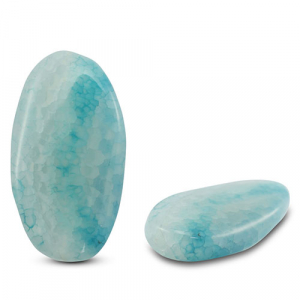 Perlen Naturstein Chalcedon & Achat Oval Crackled Transparent light blue