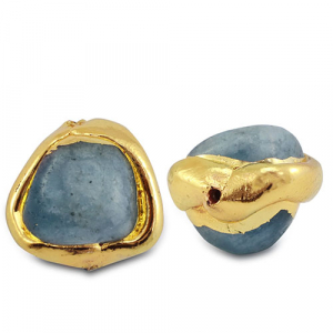 Perlen Naturstein Beryll Irregular Blue grey-gold