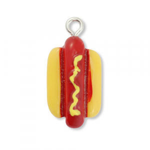 Anh&auml;nger aus Resin Hotdog Dark red-yellow