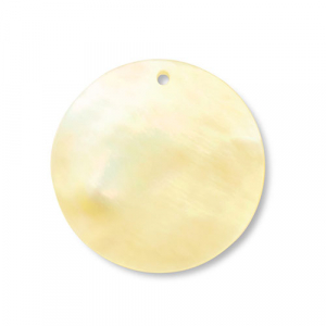 Anh&auml;nger Muschel Round White (Naturliche Farbe Muschel)-ochre yellow