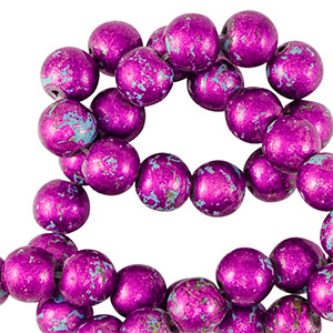 Keramik Perlen 8mm Metallic purple-blue