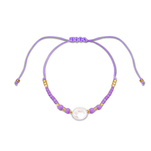 Modische Fusskettchen Gemischte Perlen Purple-white-gold