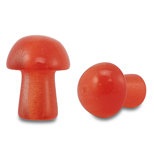 Perlen Naturstein Glass Mushroom Coral red