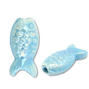 Perlen Griechische Keramik DQ Fish Light blue