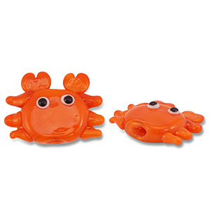 Handbemalt Glasperlen Crab Orange-black-white