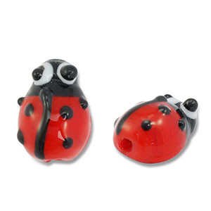 Handbemalt Glasperlen Ladybug Red-black-white