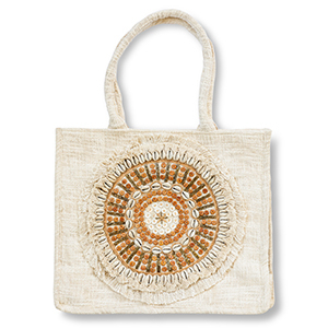 BY31&reg; Strandtasche Off white-brown-gold