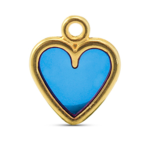 Anh&auml;nger Metall DQ Heart Blue-Gold (Nickelfrei)