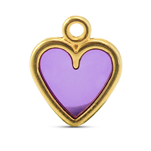 Anh&auml;nger Metall DQ Heart Purple-Gold (Nickelfrei)