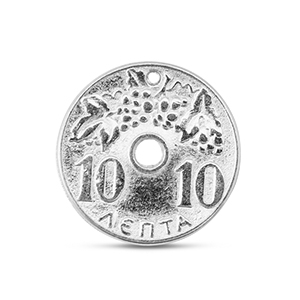 Anh&auml;nger Metall DQ Coin Antik silber (Nickelfrei)