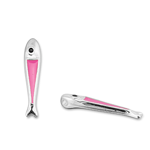 Anh&auml;nger Metall DQ Fish Magenta pink-Antik silber (Nickelfrei)