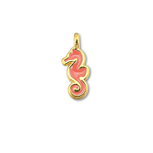 Anh&auml;nger Metall DQ Seahorse Coral red-Gold (Nickelfrei)