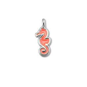 Anh&auml;nger Metall DQ Seahorse Coral red-Antik silber (Nickelfrei)