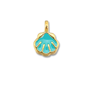 Anh&auml;nger Metall DQ Shell Turquoise blue-Gold (Nickelfrei)