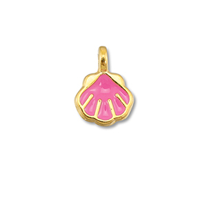 Anh&auml;nger Metall DQ Shell Magenta pink-Gold (Nickelfrei)