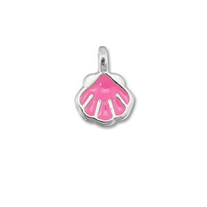 Anh&auml;nger Metall DQ Shell Magenta pink-Antik silber (Nickelfrei)