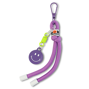 Schl&uuml;sselanh&auml;nger Smiley with Rope Purple-neon yellow-white