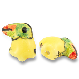 Keramik Perlen Toucan Yellow-green-orange