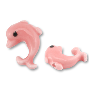 Keramik Perlen Dolphin Coral pink