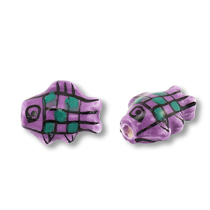Keramik Perlen Fish Purple-green-black
