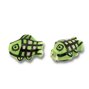 Keramik Perlen Fish Light green-pink-black