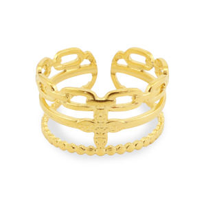 Stainless Steel - Rostfrei Stahl Ringe flower Gold