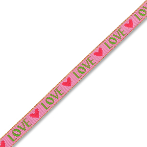 BY31&reg; Schmucktextband "Love" Dark pink-green-red-gold