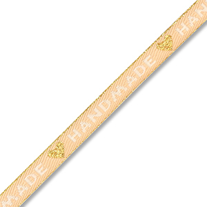 BY31&reg; Schmucktextband "Handmade" Beige brown-white-gold