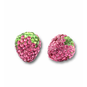 Perlen Acryl mit Strass Strawberry Pink-light green