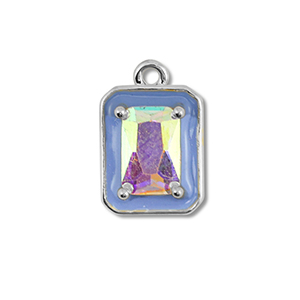 TQ Metall Brass Anh&auml;nger Rectangle Silver-blue-AB coating