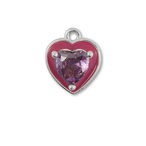 TQ Metall Brass Anh&auml;nger Heart Silver-purple
