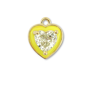 TQ Metall Brass Anh&auml;nger Heart Gold-neon yellow-light yellow