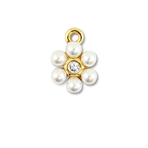 TQ Metall Brass Anh&auml;nger Flower with Pearls Gold-white