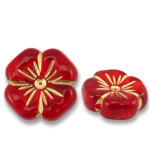 Perlen Acryl Flower Red-gold