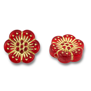 Perlen Acryl Flower Red-gold