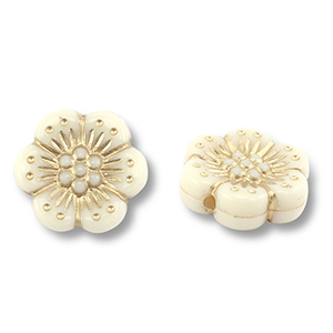 Perlen Acryl Flower Off white-gold