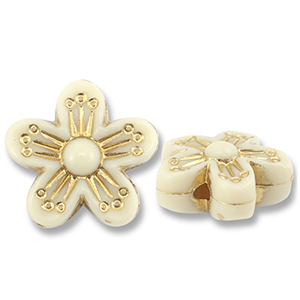 Perlen Acryl Flower Off white-gold