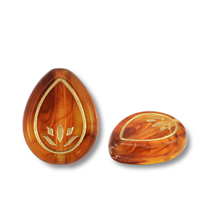 Perlen Acryl Drop Cognac brown-gold