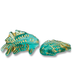 Perlen Acryl Fish Teal green-gold