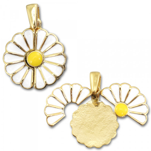 Eco-brass&reg; nachhaltiges Messing Medaillon Flower / Flower Gold-white-yellow
