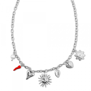 Stainless Steel - Rostfrei Stahl Kette mit Anh&auml;nger Summer Silver-red-white