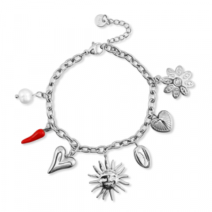 Stainless Steel - Rostfrei Stahl Armb&auml;nder mit Anh&auml;nger Summer Silver-red-white