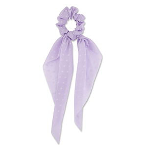 Stoff Haargummi-Scrunchie mit langem Band Dots Light purple