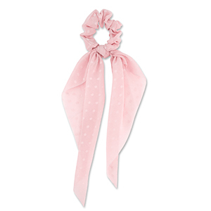 Stoff Haargummi-Scrunchie mit langem Band Dots Light peach pink