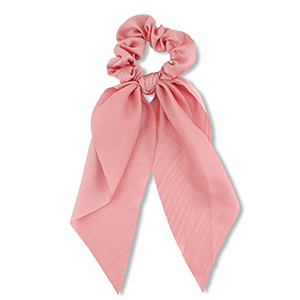 Stoff Haargummi-Scrunchie mit langem Band Coral pink