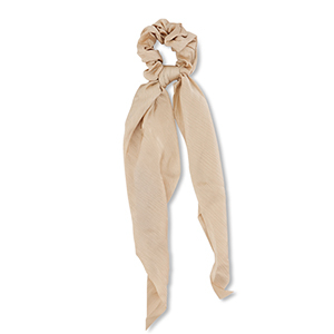 Stoff Haargummi-Scrunchie mit langem Band Beige brown