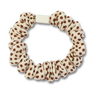 Stoff Haargummi-Scrunchie Dots Off white-brown