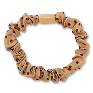 Stoff Haargummi-Scrunchie Dots Brown